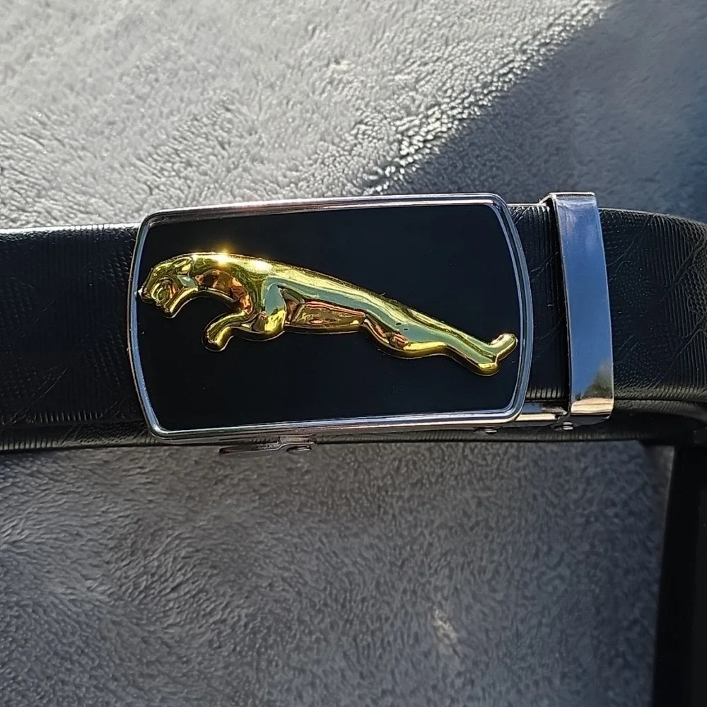 2 Men's Solid Buckle with Automatic Ratchet Leather Belt 63